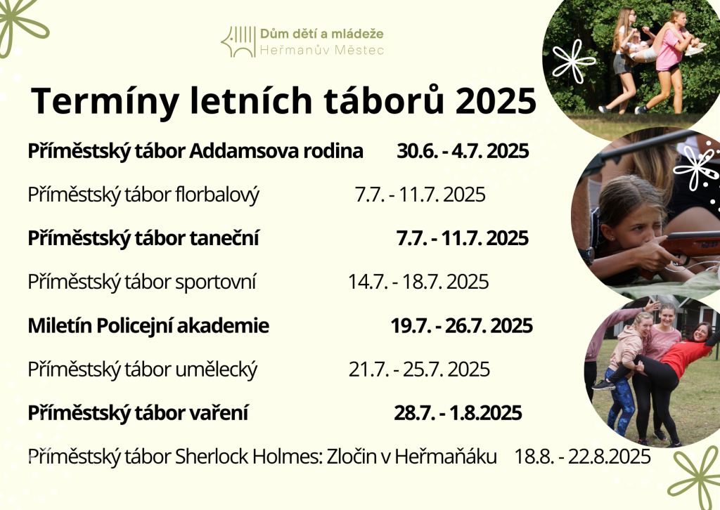 Termíny letních táborů 2025 